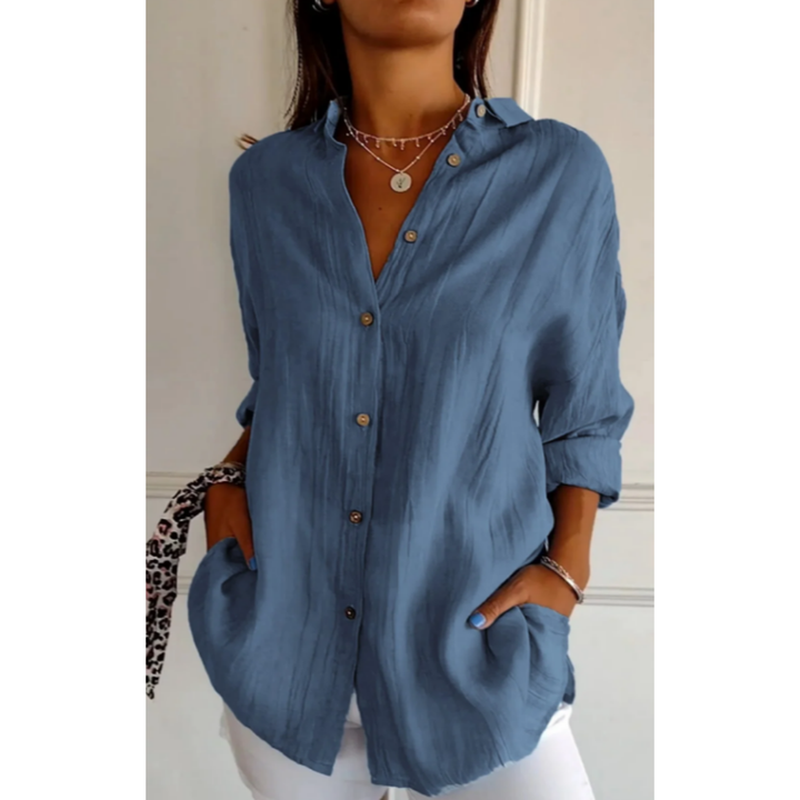 Casual Button-Down Beach Shirt for Women | Long sleeves