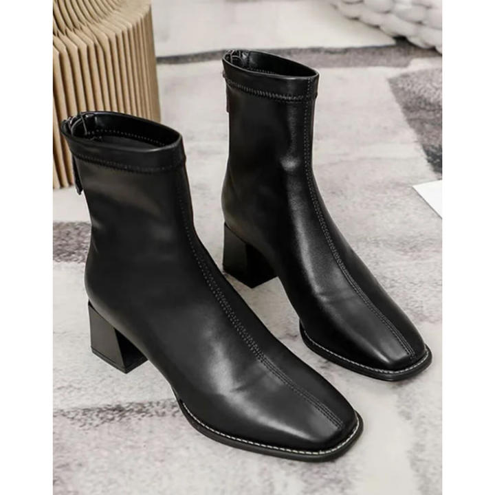 Klassische Stiefel mit Absatz und Reißverschluss für Frauen