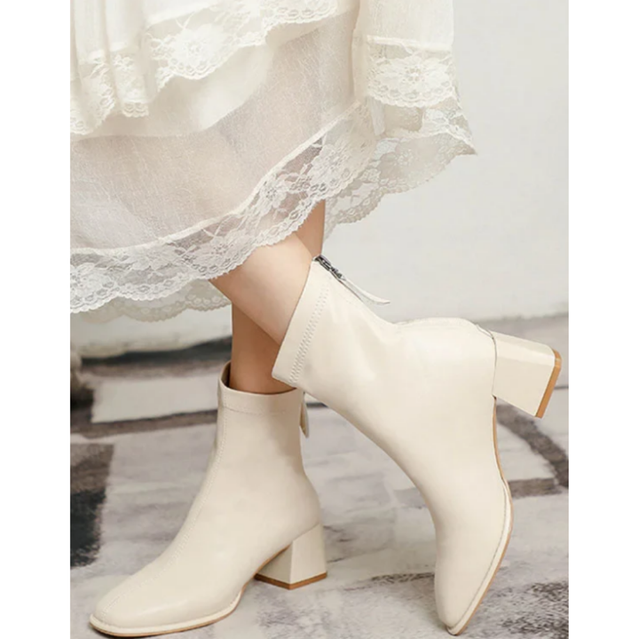 Klassische Stiefel mit Absatz und Reißverschluss für Frauen