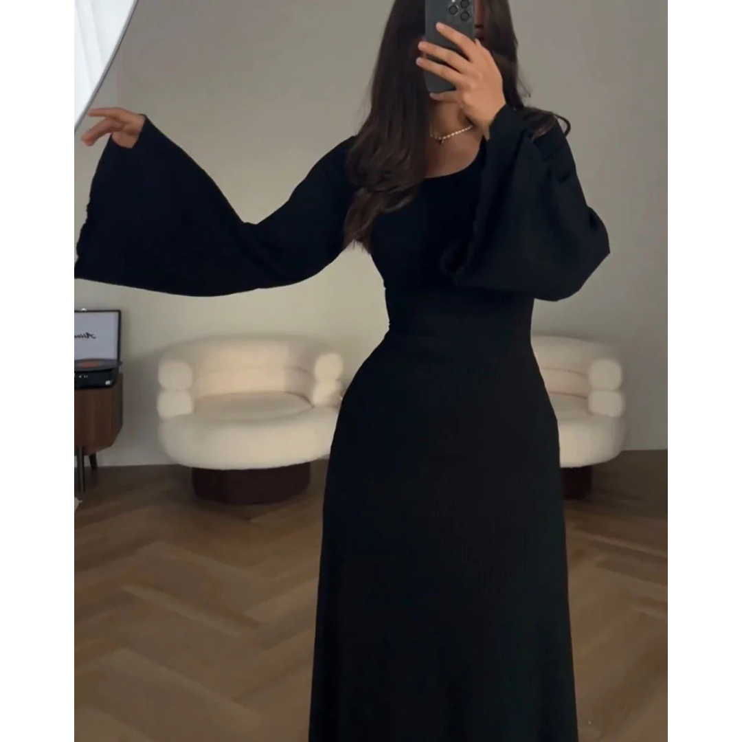 Robe D'invité De Mariage Pour Femme À Manches Longues Et À Côtes | Maxi