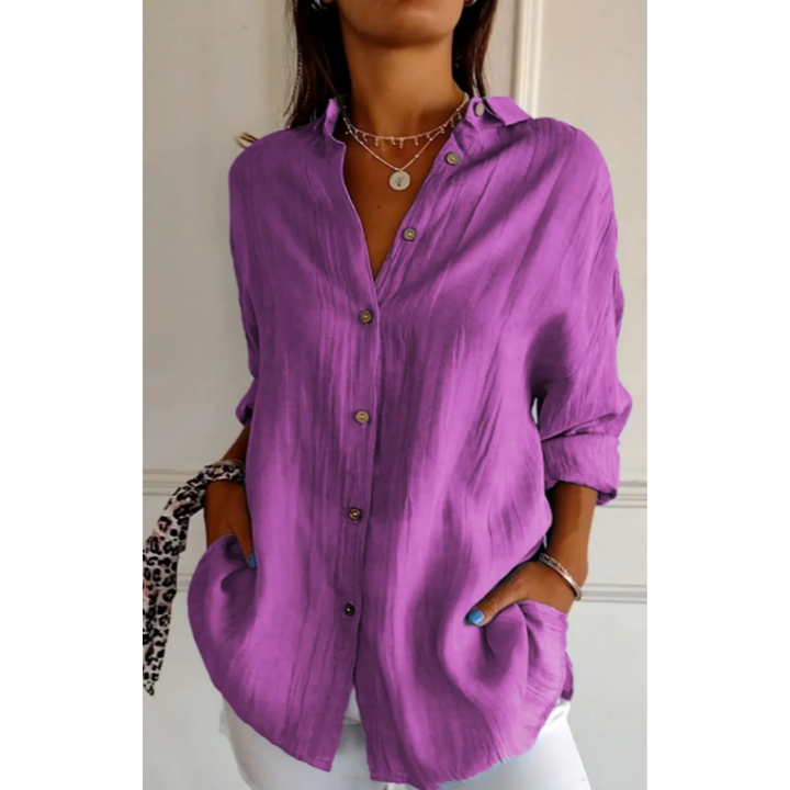 Casual Button-Down Beach Shirt for Women | Long sleeves