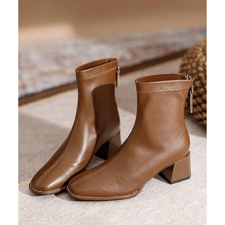 Klassische Stiefel mit Absatz und Reißverschluss für Frauen