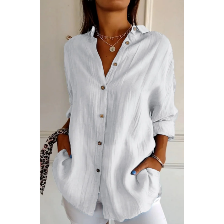 Casual Button-Down Beach Shirt for Women | Long sleeves