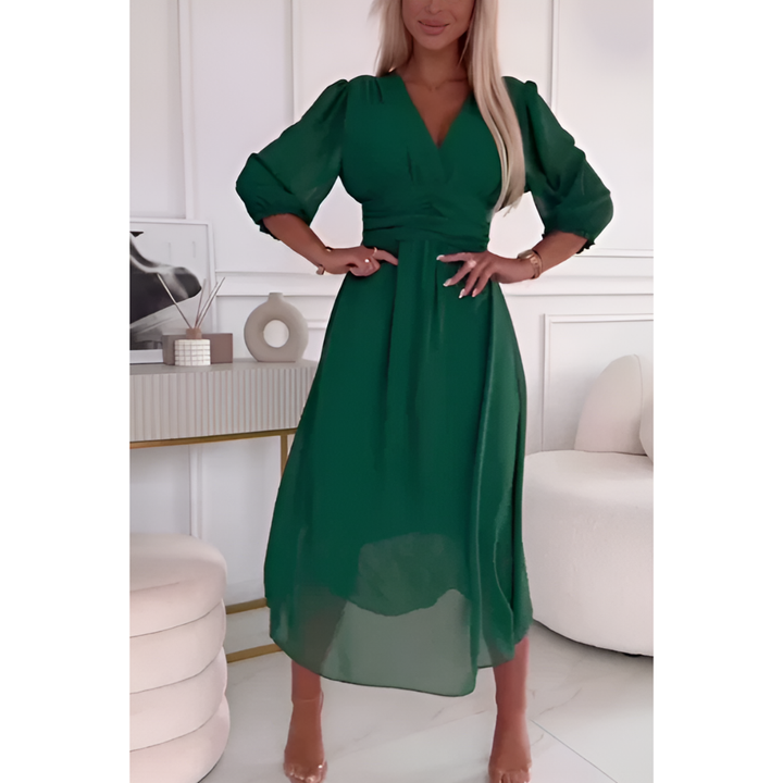 Vestito estivo elegante con maniche a tre quarti per donna | Midi