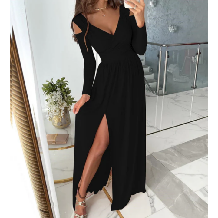 Robe De Soirée à Manches Longues Avec Fente Pour Femmes | Maxi