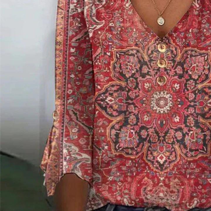 Chemisier Imprimé À Col En V Pour Femmes | Boho