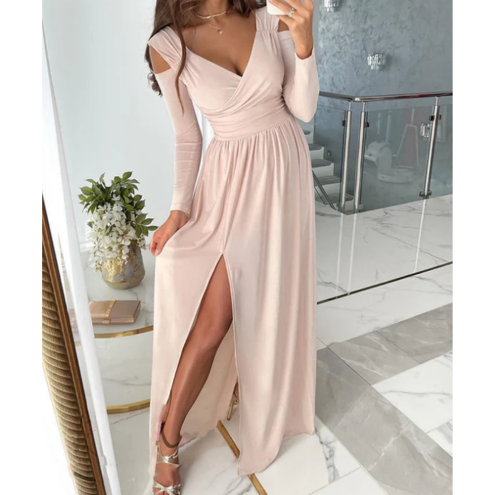Robe De Soirée à Manches Longues Avec Fente Pour Femmes | Maxi