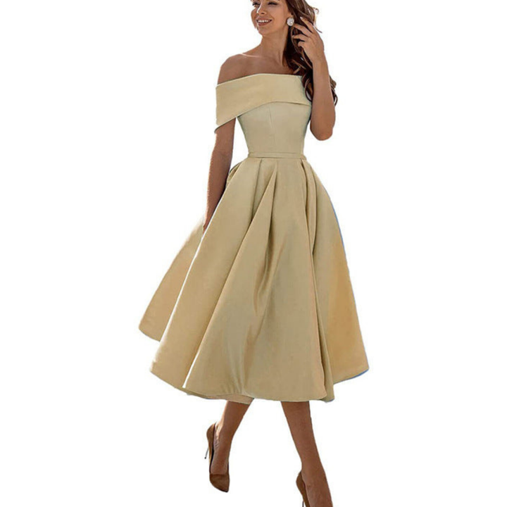 Robe Femme Plissée Sans Bretelles | Midi