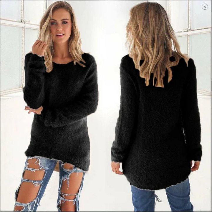 Eshaal | Damen Slim Fit Rundhals Pullover Warm | Lange Ärmel