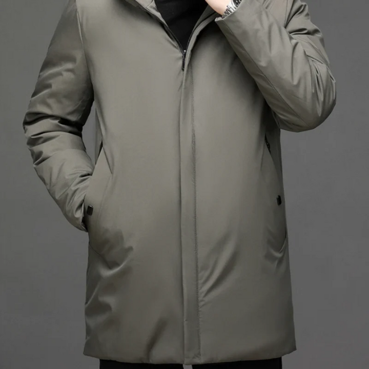 Hommes Hiver Capuche Veste Longue | Fermeture Éclair