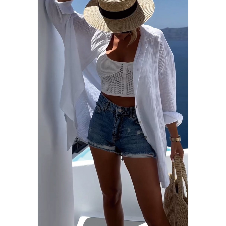 Chemise Surdimensionnée Boutonnée Pour Femmes | Coupe Ample