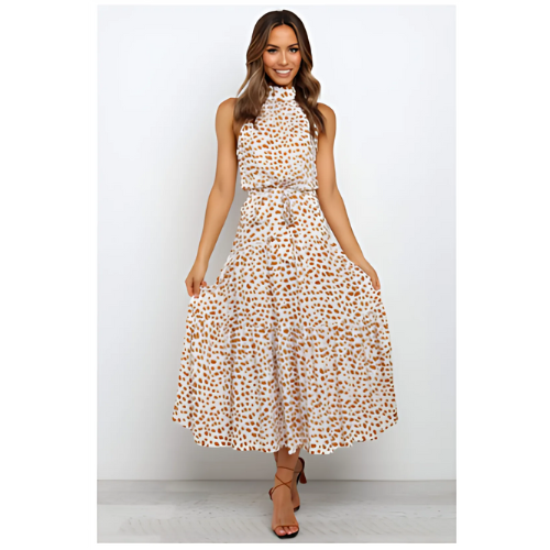 Robe Licou Fleurie Élégante Pour Femme | Midi