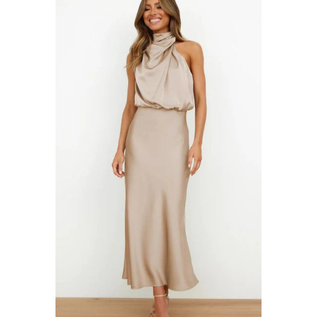 Robe D'invité De Mariage Sans Manches À Col Licou Pour Femmes | Maxi