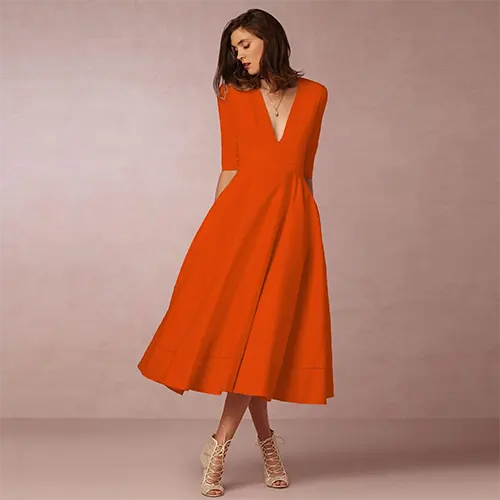 Robe De Soirée Élégante Et Côtelée Pour Femmes | Midi