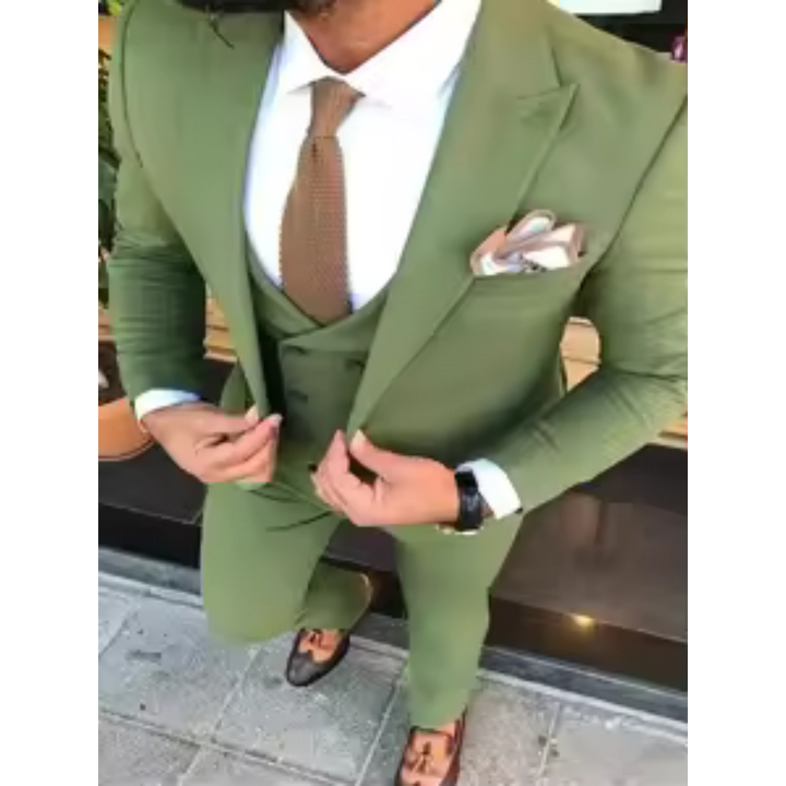 Costume Deux Pièces Pour Hommes Vert Olive Pour Invités De Mariage | Coupe Ajustée