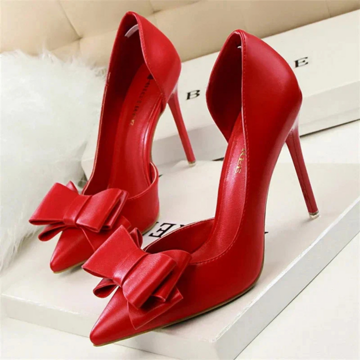 Sandales À Talons Avec Nœud Rose De La Femme | Pointues