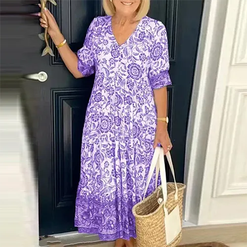 Sommerkleid mit Blumen für Frauen | Midi