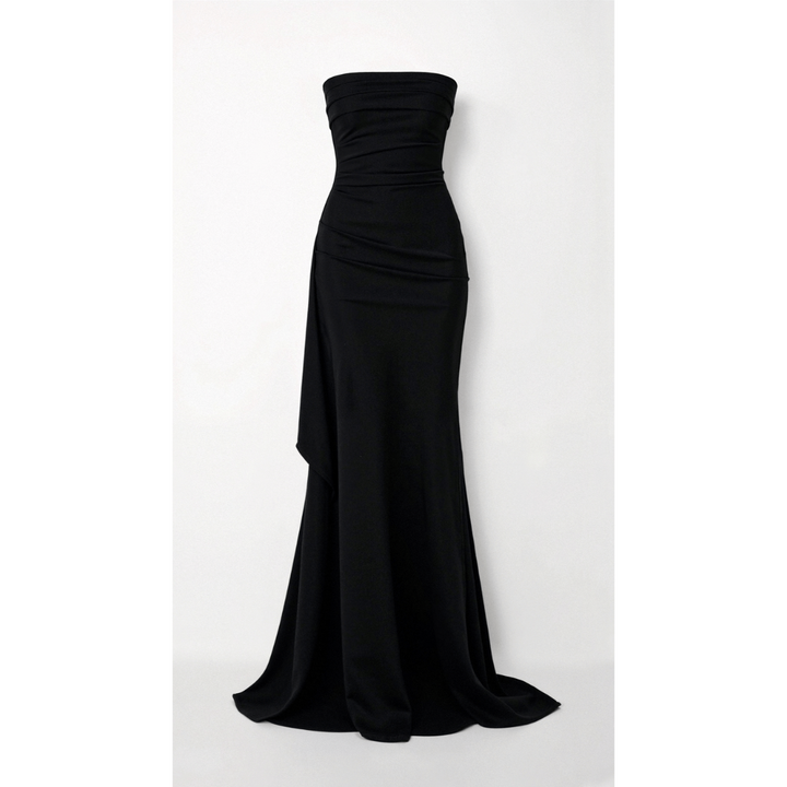Robe D'invité De Mariage Froncée Sans Bretelles Pour Femmes | Maxi