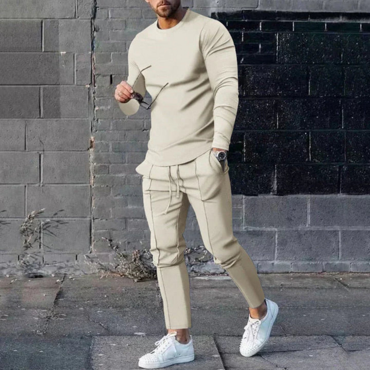 Ensemble Décontracté À Manches Longues Et Coupe Slim Pour Homme | Deux Pièces