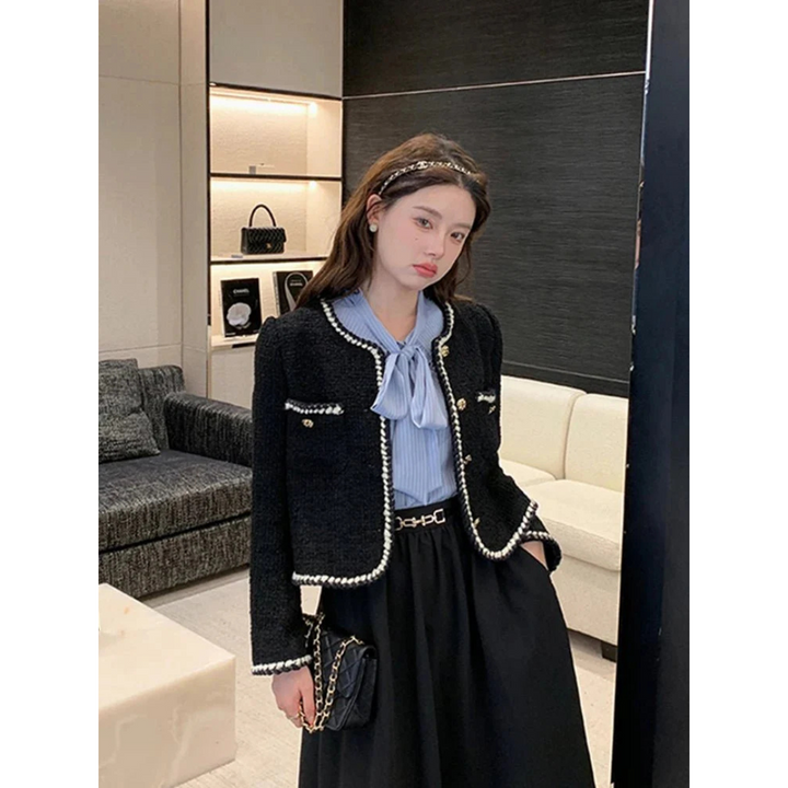 Bouton De Perle Femme Veste Courte Vintage | Elégante
