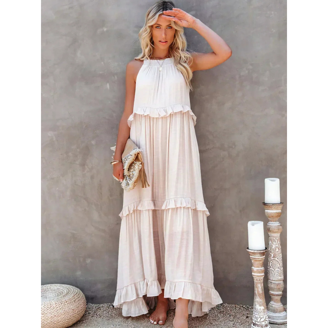 Robe D'invité De Mariage À Ourlet Volanté Et Dos Nu | Maxi