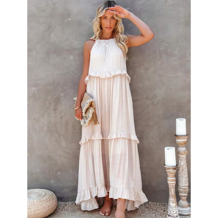 Robe D'invité De Mariage À Ourlet Volanté Et Dos Nu | Maxi