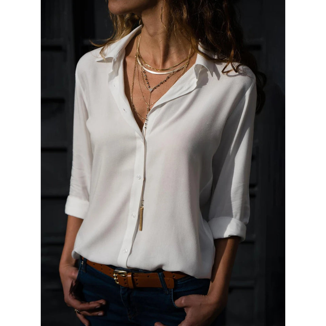 Halbformelle Sommerbluse für Damen | Lange Ärmel