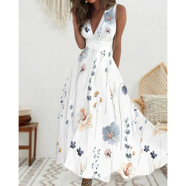 Robe D'invité De Mariage À Col V Floral Pour Femmes | Maxi