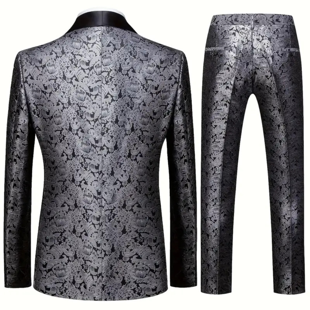 Costume De Luxe Pour Homme Imprimé Métallisé Pour Invité De Mariage | Trois Pièces