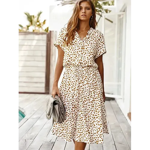Vestito Camicia Elegante Estiva Per Donne | Midi