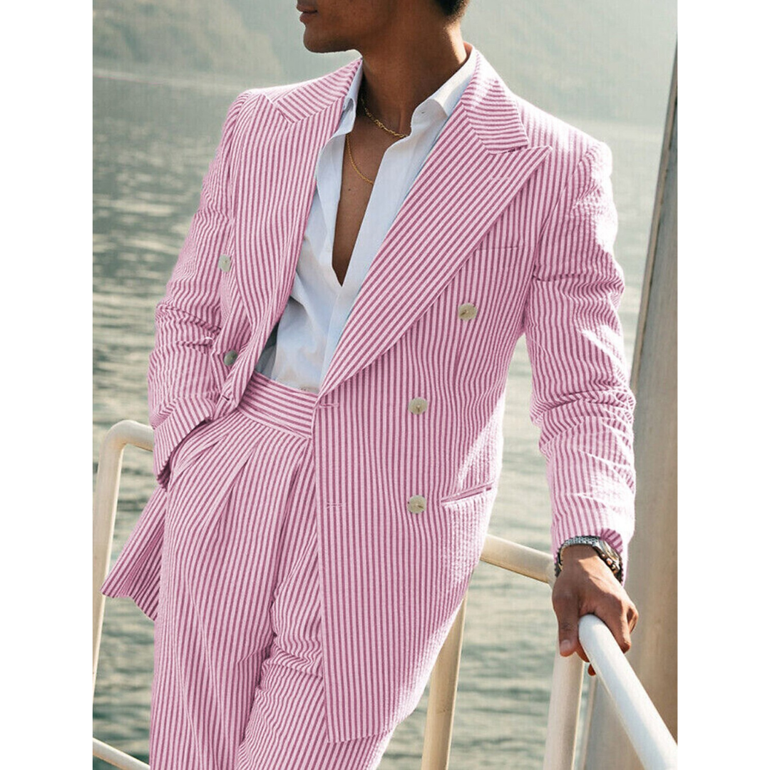 Costume D'invité De Mariage À Rayures Pour Hommes | Double Boutonnage