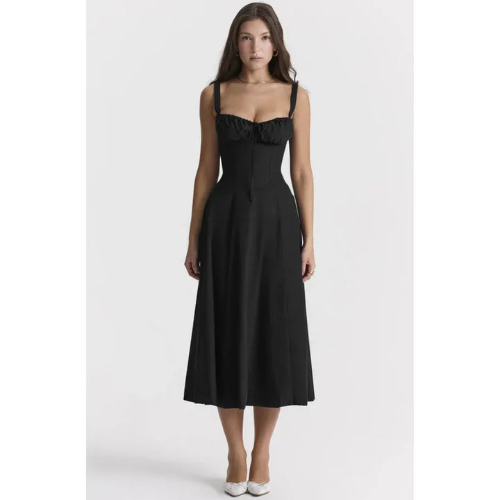 Robe Femme Col En V Sans Manches | Midi