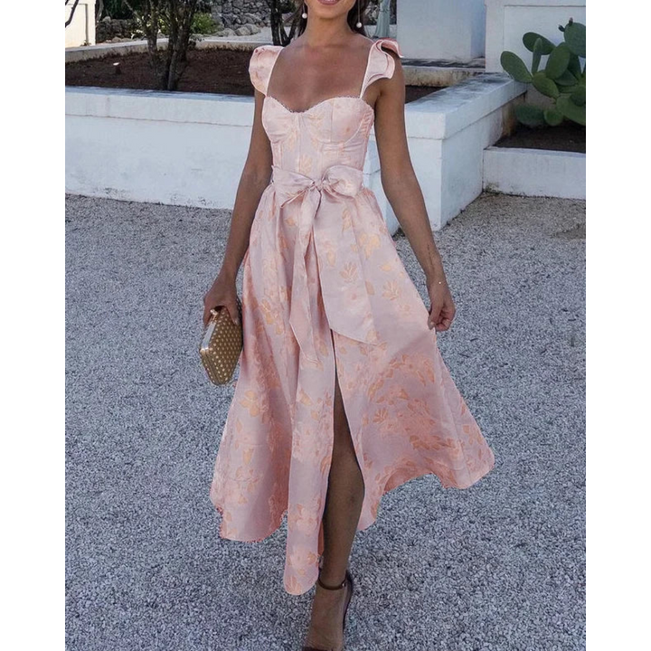 Robe D'invité De Mariage Pour Femme Avec Nœud Papillon À La Taille | Midi