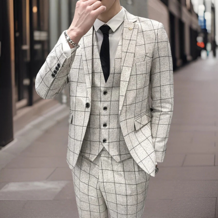 Costume D'invité De Mariage Moderne À Carreaux Pour Hommes | Coupe Ajustée