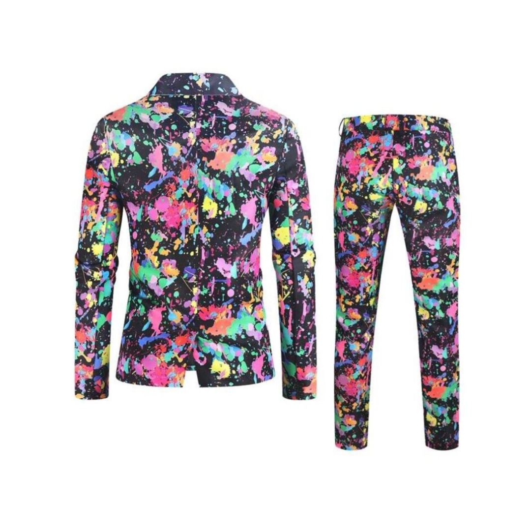 Costume D'invité De Mariage Pour Homme Imprimé Graffiti Multicolore | Coupe Ajustée
