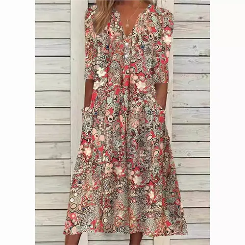 Robe D'été Imprimée De Tous Les Jours Pour Femmes | Midi