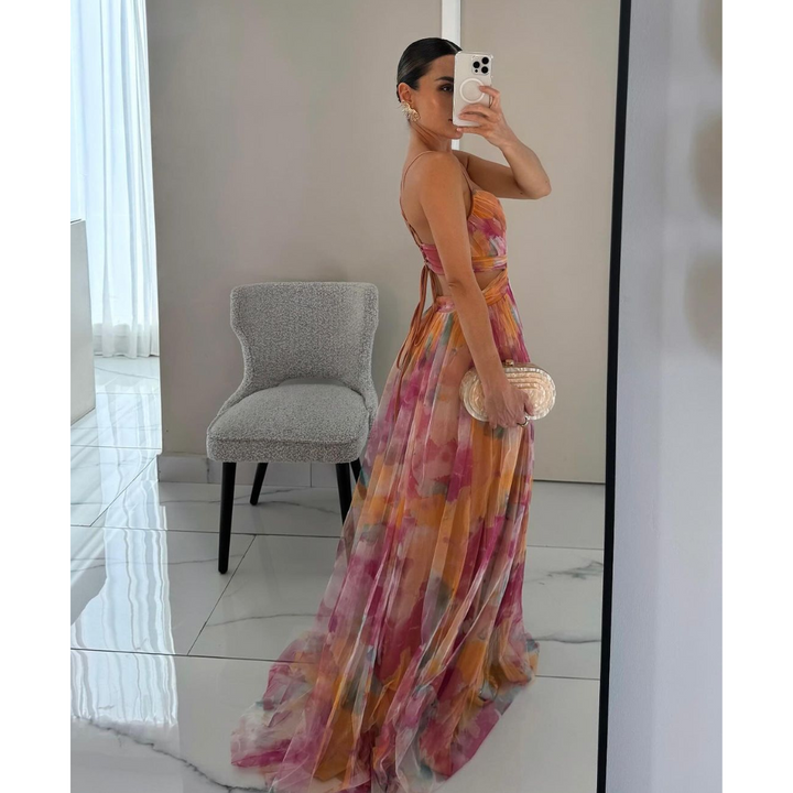 Enveloppante Avec Bretelles Spaghetti Robe D'invité De Mariage | Maxi