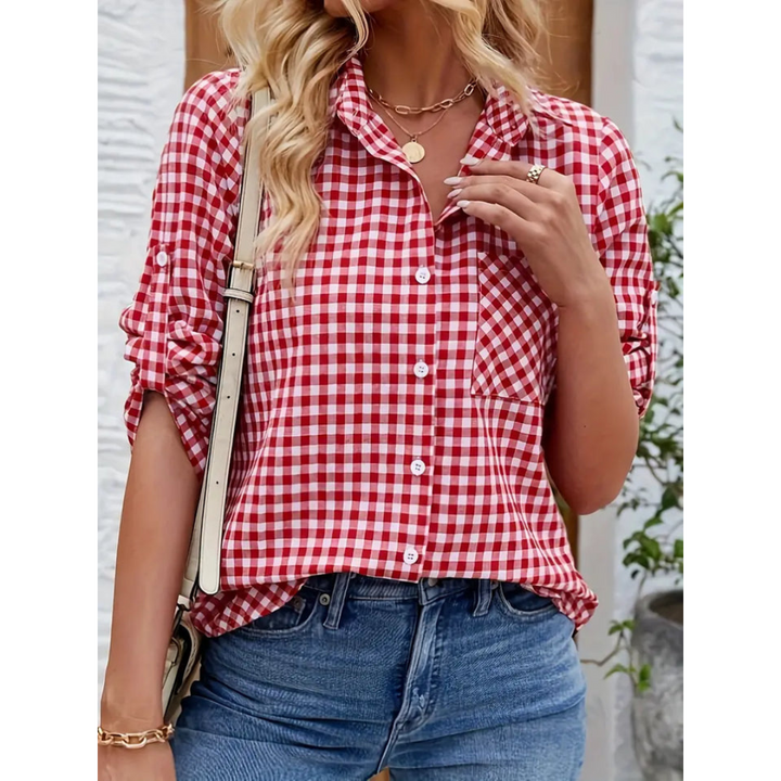 Camicia estiva casual a quadri da donna | Maniche lunghe