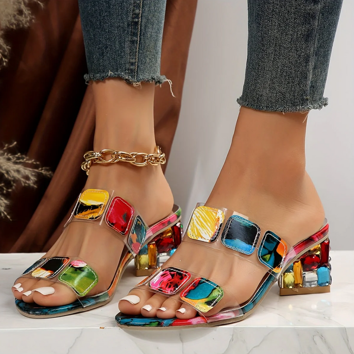 Sandales À Talons Transparents Colorés Femme | Confortable