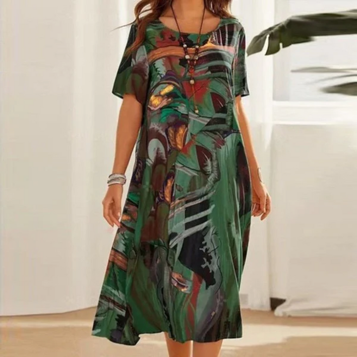 Femmes Robe D'été À Col Rond | Midi
