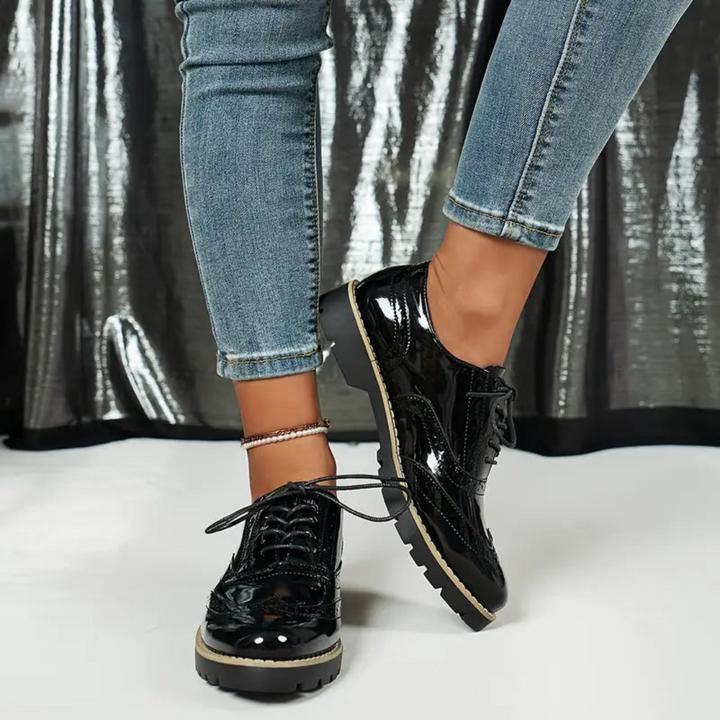 Chaussures Brogues Brillantes Et Élégantes Pour Femmes | À Lacets