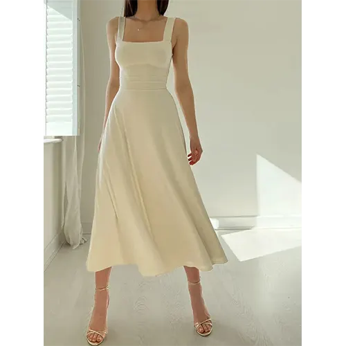 Robe D'invité De Mariage Élégante Et Sans Manches Pour Femmes | Midi
