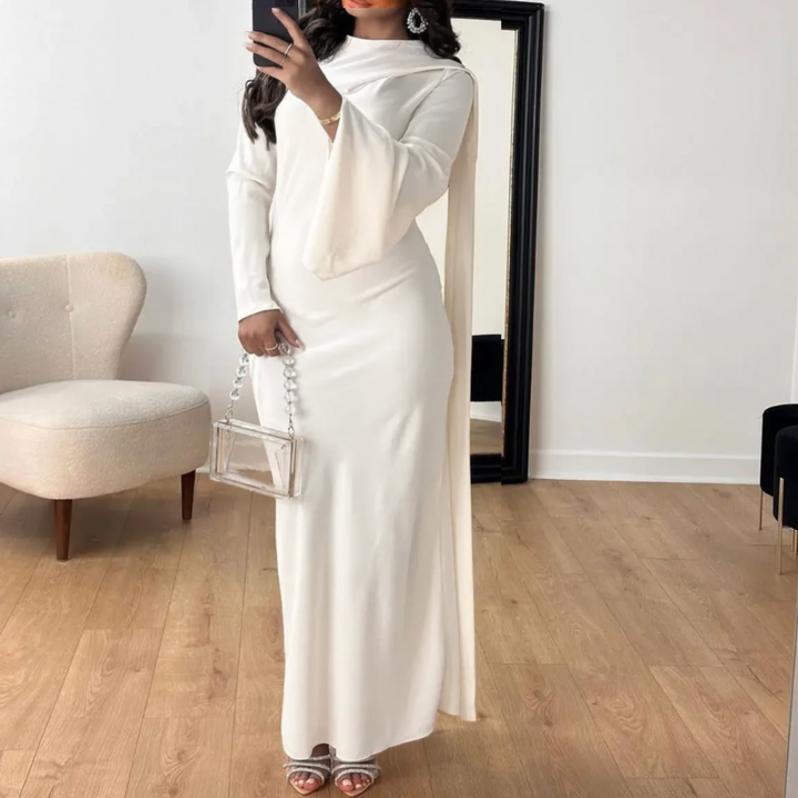 Robe D'invité De Mariage À Manches Longues Drapées | Maxi