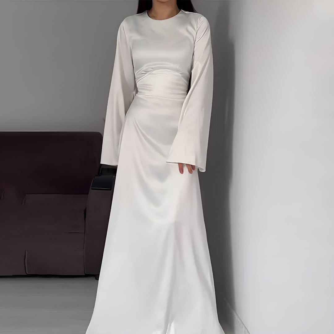 Elegantes Langarmkleid in einfarbiger Ausführung für Frauen | Maxi