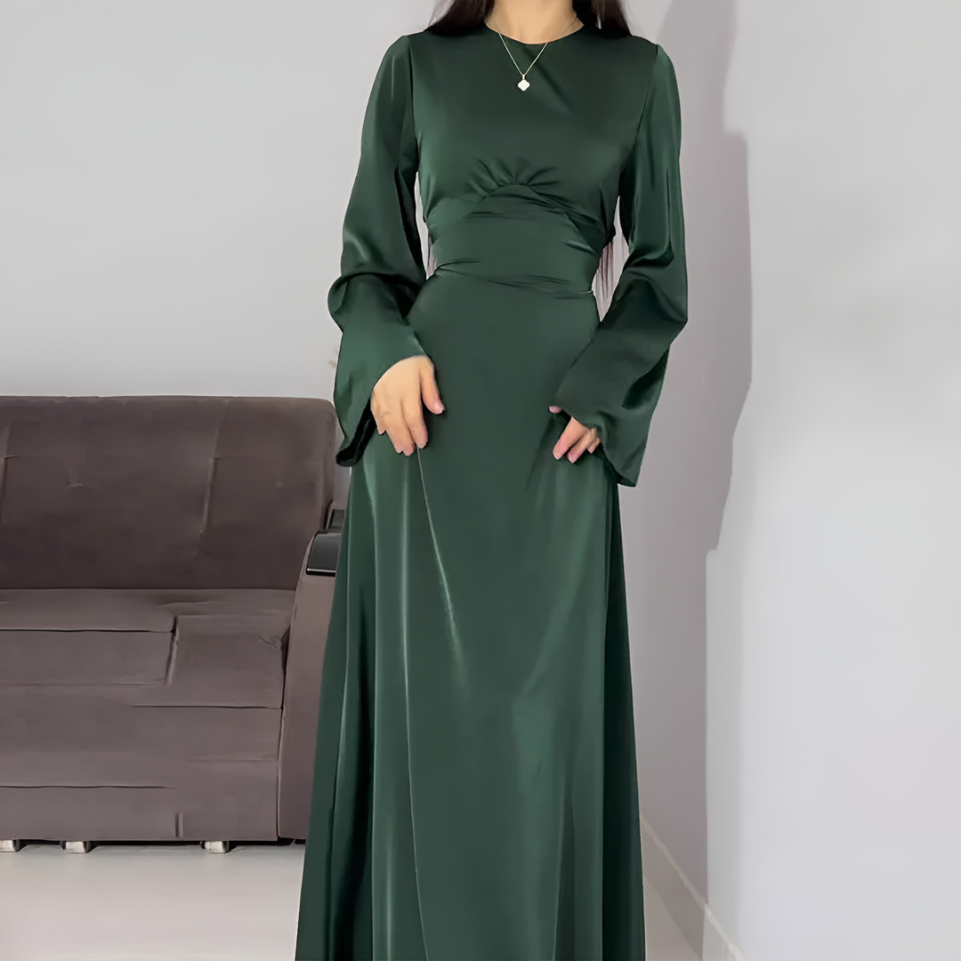 Elegantes Langarmkleid in einfarbiger Ausführung für Frauen | Maxi