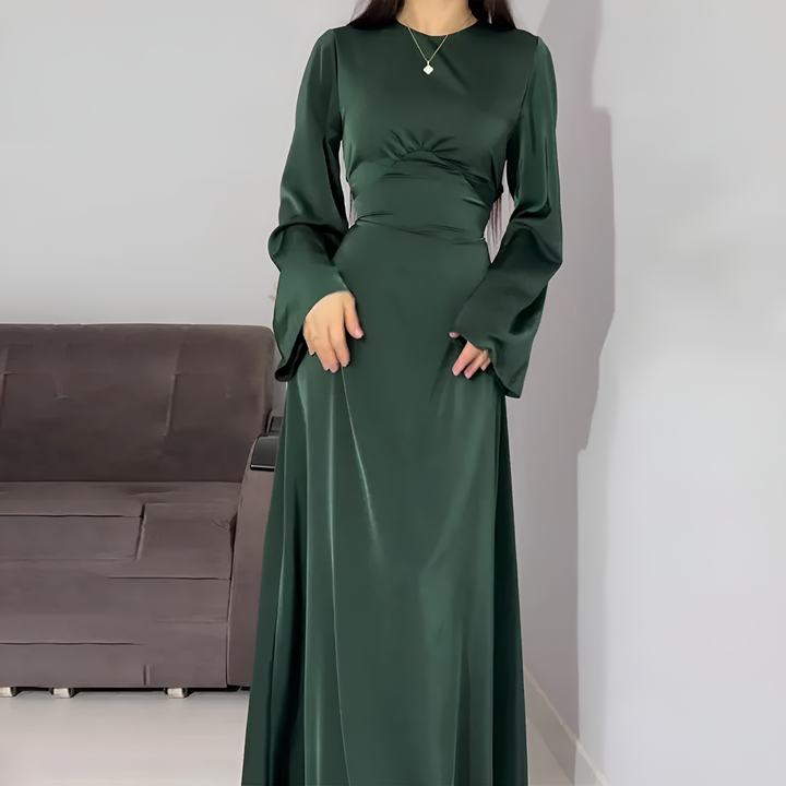 Elegantes Langarmkleid in einfarbiger Ausführung für Frauen | Maxi