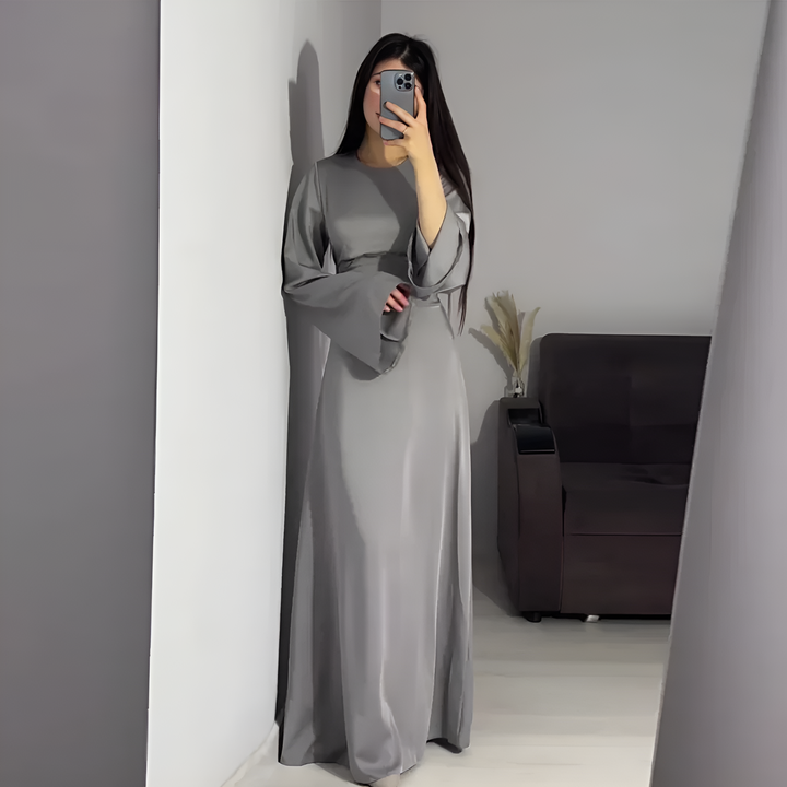Elegantes Langarmkleid in einfarbiger Ausführung für Frauen | Maxi