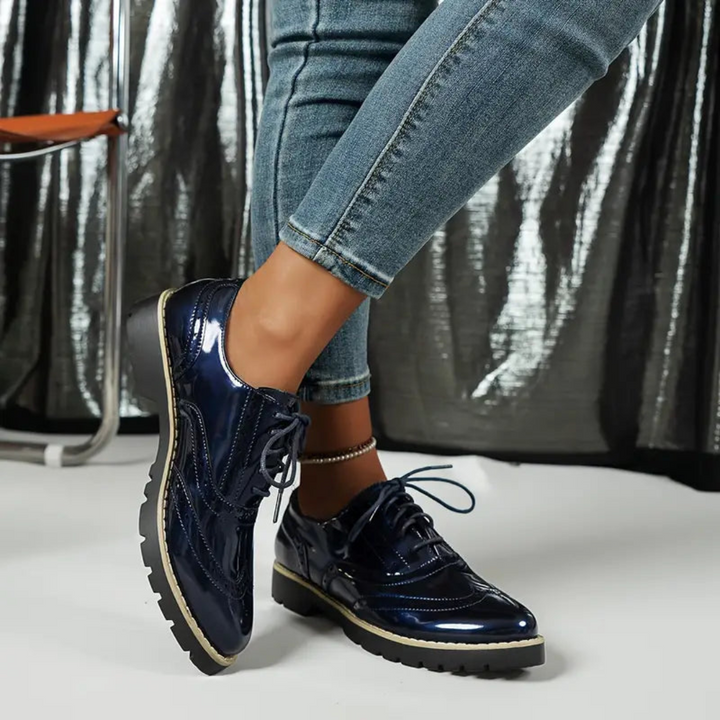 Chaussures Brogues Brillantes Et Élégantes Pour Femmes | À Lacets
