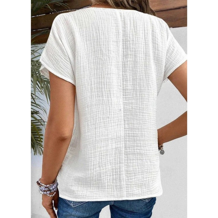 Élégant Boutonné Haut Femme | Manches Courtes