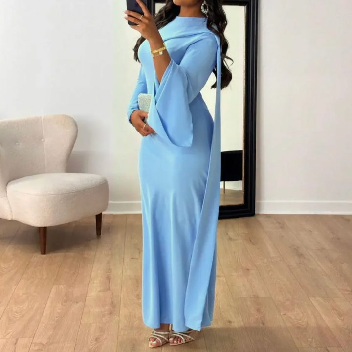 Robe D'invité De Mariage À Manches Longues Drapées | Maxi